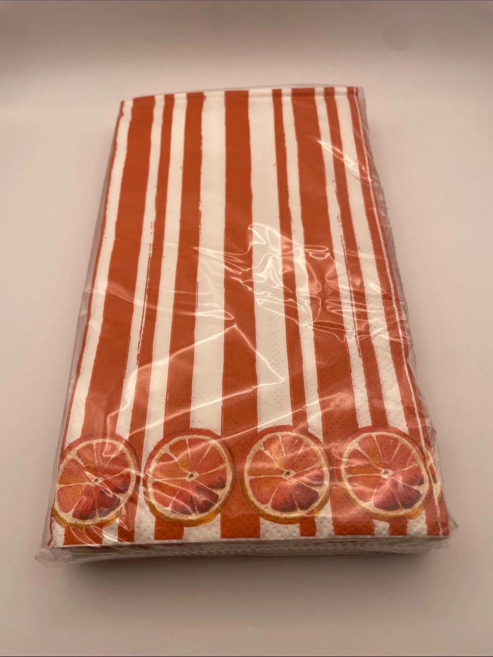 Orange Striped Citrus Party Napkins - Bright Orange (8 packs)